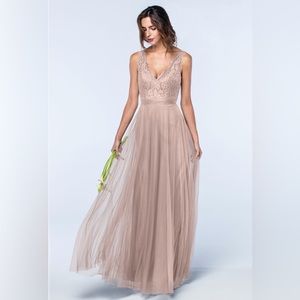 Watters & Watters Desire V-Neck Sleeveless Floral Lace Bridesmaid Dress